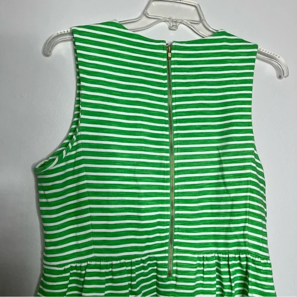 J. Crew Factory Green and White Stripe Sleeveless Exposed Zipper Dress Size XL - Picture 7 of 9